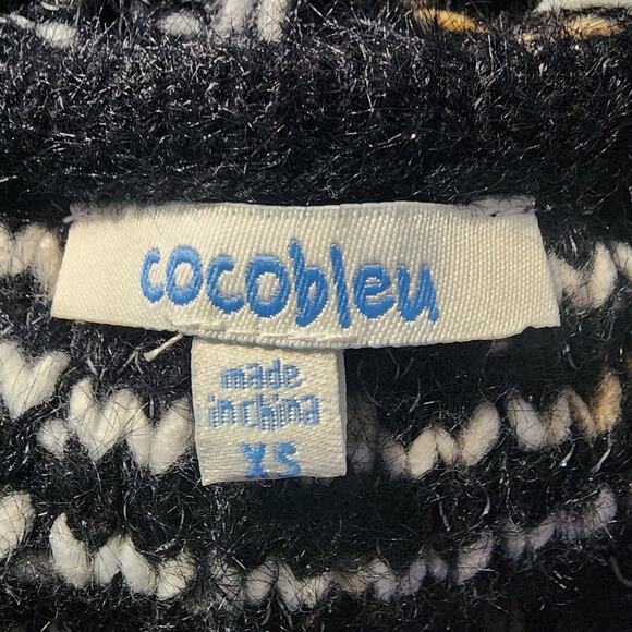 Cocobleu Long Tunic Single Clasp Wool Blend Knit Sweater Metallic Sweater XS - Picture 5 of 8